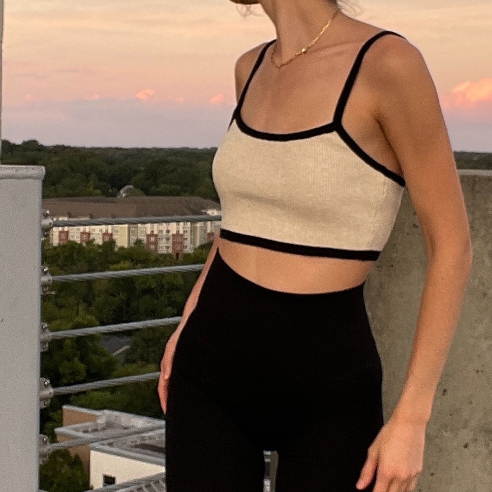 Cream and Black Tank Top
